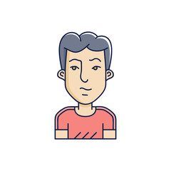 Vector character illustration of man face in cartoon linear