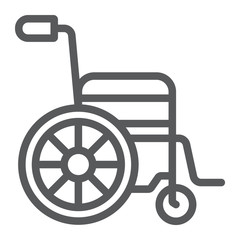 Wheelchair line icon, medical and equipment, handicapped sign, vector graphics, a linear pattern on a white background, eps 10.
