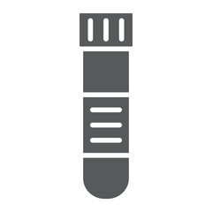 Blood test tube glyph icon, medical and equipment, laboratory sign, vector graphics, a solid pattern on a white background, eps 10.