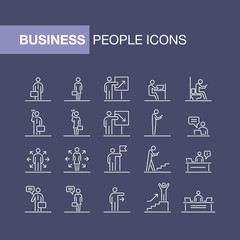 Business people icons set simple line flat illustration