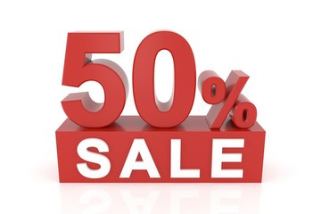 Fifty percent sale. 3D rendering.