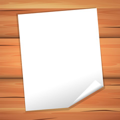 White paper blank sheet on a wooden texture. Vector
