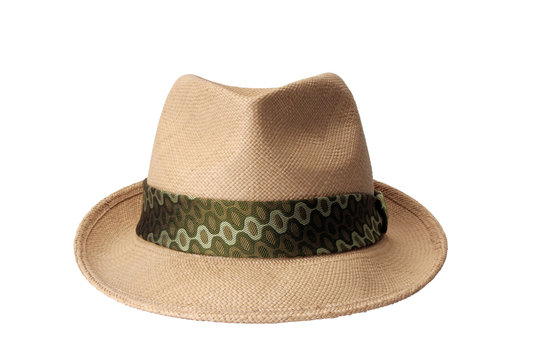 Mens summer straw hat isolated on white background