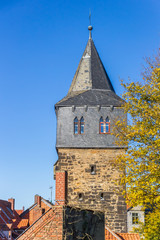 Fototapeta premium Historic Kehrwiederturm tower at the city wall in Hildesheim, Germany