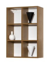 Shelf board with vases isolated on white background with clipping path