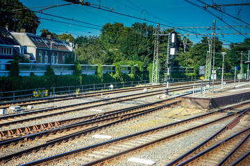 Netherlands, South Holland, a train on a steel track