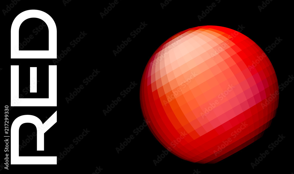 Poster Template with abstract red sphere on a black background. Vector graphics