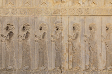Immortal warrior sculptures in Persepolis Persia 