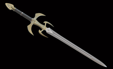 The medieval swords isolated on black background 3d illustration