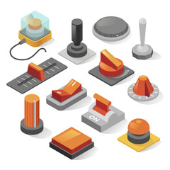 Isometric buttons vector set isolated from background