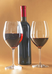 bottle of wine and glass on the table