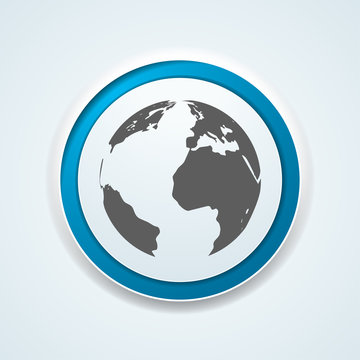 Earth Planet button illustration