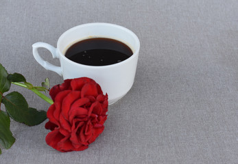 A cup with a rose