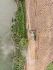 Harvesting cornbine at summer