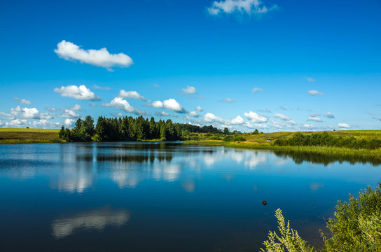 Beautiful morning lake, Vladimir region, Russia