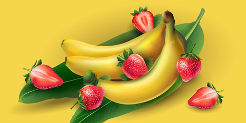 Banana and strawberry