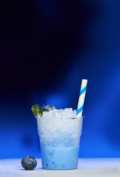 Plastic cup of blueberry slush