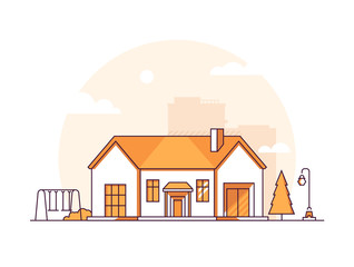 Nice cottage - modern thin line design style vector illustration