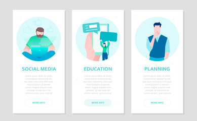 Social media - set of flat design style colorful banners