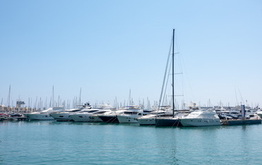 Fototapeta premium Sailing boats and yachts in mediterranean port