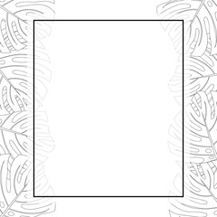 Philodendron Monstera Leaf Outline Banner Card Border
