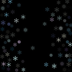 Falling down snow confetti, snowflake vector border. Festive winter, Christmas, New Year sale background. Cold weather, winter storm, scatter texture. Hipster snowfall falling snowflakes cool confetti