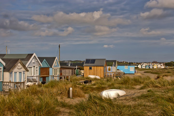 Hengistbury Head beach huts near Bournemouth and Christchurch Dorset England