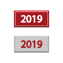Set of red labels Happy New Year 2019