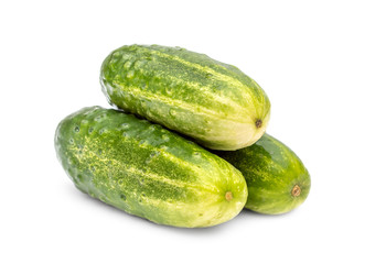 Heap of cucumbers on white background.