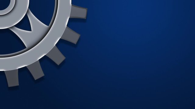 Gear rotating on blue background