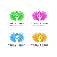 yoga logo template. yoga in lotus flower