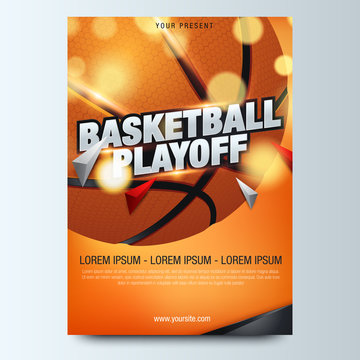 Basketball tournament posters, flyer with basketball ball - template vector design