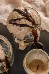 Fototapeta premium Chocolate ice cream in waffle cones