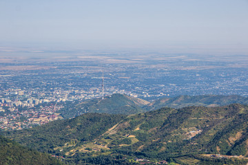 Almaty city view from mountain top