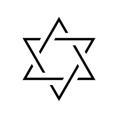 Fototapeta premium Star of David. Hexagram sign. Symbol of Jewish identity and Judaism. Simple flat thin black illustration.
