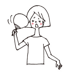 うちわで扇ぐ