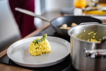 chef making risotto