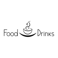 Icon cup with text food and drink