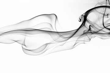 Black and white smoke abstract on white background, fire design