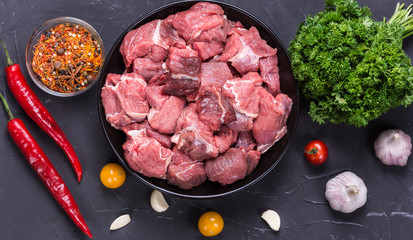 Raw meat beef slices