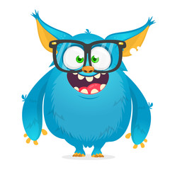 Cartoon monster character wearing glasses. Vector illustration isolated. Halloween design