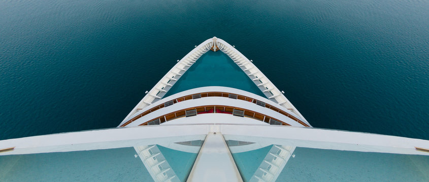 Cruise Ship Bow From Above And Symmetrical