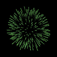 Obraz premium Firework isolated. Beautiful salute on black background. Bright firework decoration for Christmas card, Happy New Year celebration, anniversary, festival. Vector illustration