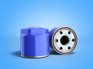  automobile oil filter 3d render on blue