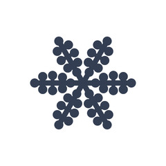 Snowflake icon. Black silhouette snow flake sign, isolated on white background. Flat design. Symbol of winter, frozen, Christmas, New Year holiday. Graphic element decoration. Vector illustration