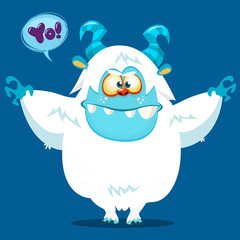 Cute cartoon monster yeti. Vector bigfoot character
