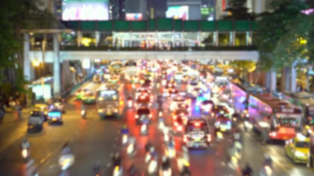 Blurry Rush Hour Traffic at Night