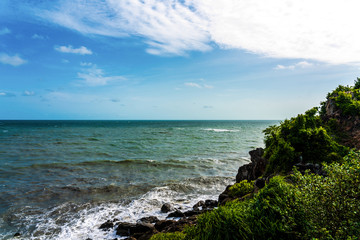 Beautiful Tropical Beach blue ocean background Summer view Sunshine at Sand and Sea Asia Beach Thailand Destinations 