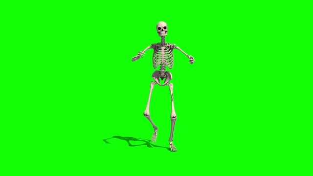 Skeleton Dancer Dance Running Man Green Screen 3D Rendering Animation