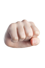 Close-up fist isolated on white background